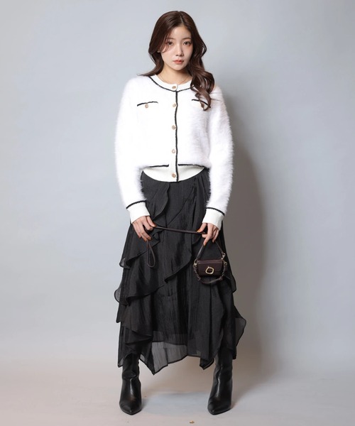 ふわふわレースラインカーデ（ニット/セーター）｜Apuweiser-riche