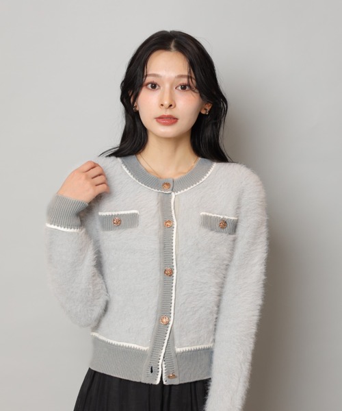 ふわふわレースラインカーデ（ニット/セーター）｜Apuweiser-riche