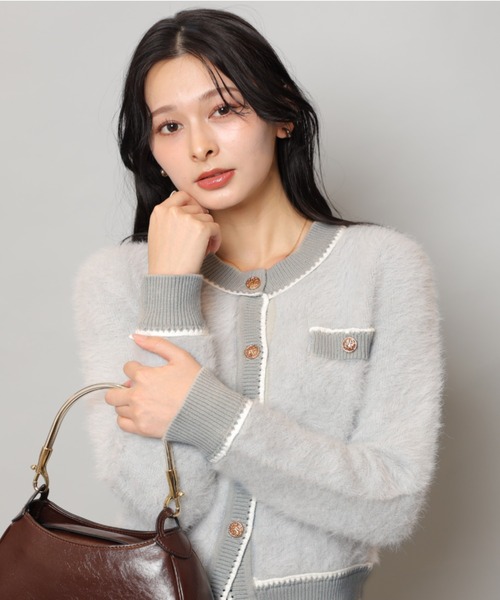 ふわふわレースラインカーデ（ニット/セーター）｜Apuweiser-riche