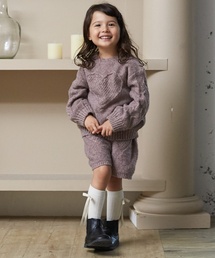 petit main（プティマイン）の「【リンク】ハートケーブルニットショートパンツ(セットアップ可能)（その他パンツ・キッズ）」