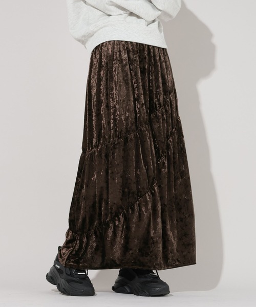 GEORGE'S（ジョージズ）の「ティアードベロアスカート（スカート・レディース・ブラウン/ブラック・MEDIUM/SMALL）」の21枚目の写真