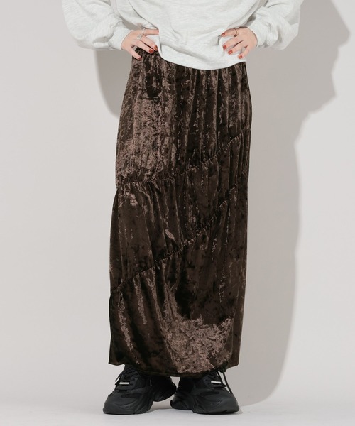GEORGE'S（ジョージズ）の「ティアードベロアスカート（スカート・レディース・ブラウン/ブラック・MEDIUM/SMALL）」の22枚目の写真