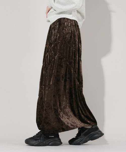GEORGE'S（ジョージズ）の「ティアードベロアスカート（スカート・レディース・ブラウン/ブラック・MEDIUM/SMALL）」の11枚目の写真