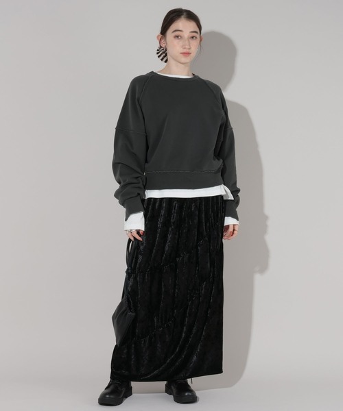 GEORGE'S（ジョージズ）の「ティアードベロアスカート（スカート・レディース・ブラウン/ブラック・MEDIUM/SMALL）」の3枚目の写真