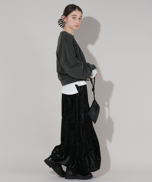 GEORGE'S（ジョージズ）の「ティアードベロアスカート（スカート・レディース・ブラウン/ブラック・MEDIUM/SMALL）」の4枚目の写真