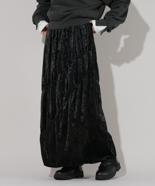 GEORGE'S（ジョージズ）の「ティアードベロアスカート（スカート・レディース・ブラウン/ブラック・MEDIUM/SMALL）」の5枚目の写真