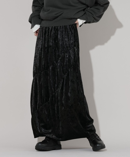 GEORGE'S（ジョージズ）の「ティアードベロアスカート（スカート・レディース・ブラウン/ブラック・MEDIUM/SMALL）」の7枚目の写真