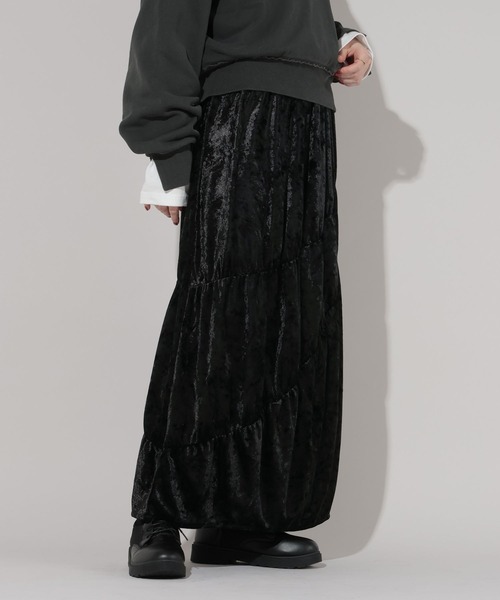 GEORGE'S（ジョージズ）の「ティアードベロアスカート（スカート・レディース・ブラウン/ブラック・MEDIUM/SMALL）」の6枚目の写真