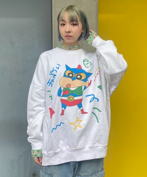 Candy Stripper（キャンディストリッパー）の「【クレヨンしんちゃん】しんのすけ ラクガキ スウェット（スウェット・レディース・オフホワイト/ブラック/グリーン・FREE）」の12枚目の写真