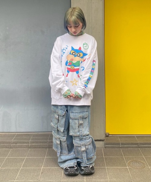 Candy Stripper（キャンディストリッパー）の「【クレヨンしんちゃん】しんのすけ ラクガキ スウェット（スウェット・レディース・オフホワイト/ブラック/グリーン・FREE）」の14枚目の写真