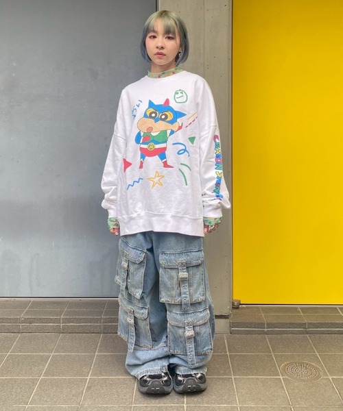 Candy Stripper（キャンディストリッパー）の「【クレヨンしんちゃん】しんのすけ ラクガキ スウェット（スウェット・レディース・オフホワイト/ブラック/グリーン・FREE）」の13枚目の写真