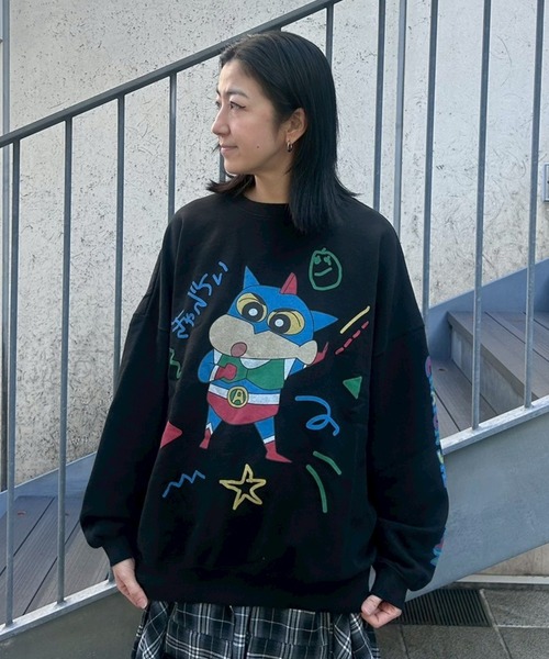 Candy Stripper（キャンディストリッパー）の「【クレヨンしんちゃん】しんのすけ ラクガキ スウェット（スウェット・レディース・オフホワイト/ブラック/グリーン・FREE）」の4枚目の写真