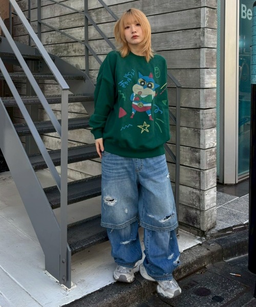 Candy Stripper（キャンディストリッパー）の「【クレヨンしんちゃん】しんのすけ ラクガキ スウェット（スウェット・レディース・オフホワイト/ブラック/グリーン・FREE）」の17枚目の写真