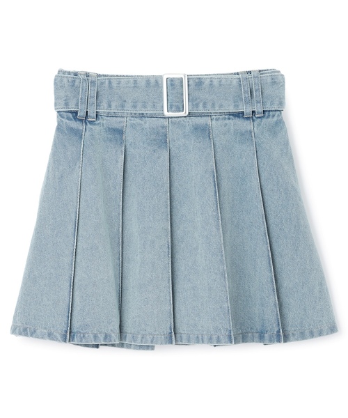 LOVETOXIC（ラブトキシック）の「【LTXC】美脚見えベルトつきデニムプリーツスカート（スカート・キッズ・ブルー/グレー/ネイビー・M:150cm/L:160cm/S:140cm/130cm）」の16枚目の写真