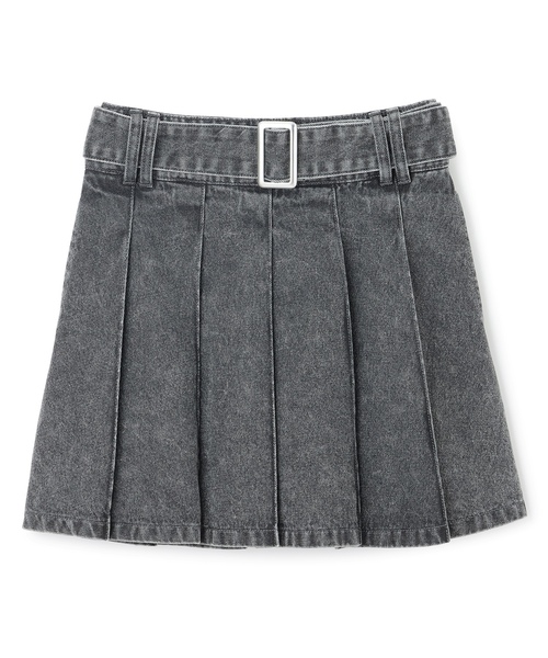 LTXC】美脚見えベルトつきデニムプリーツスカート（スカート