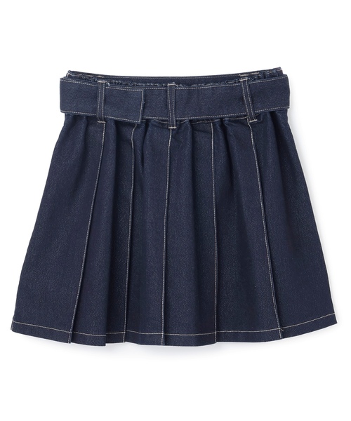 LTXC】美脚見えベルトつきデニムプリーツスカート（スカート