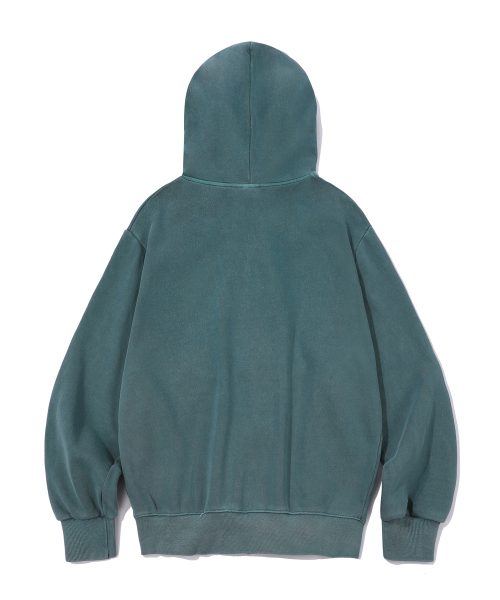 WYSE(ワイズ)の「ピグメントカレッジロゴフードジップアップ(グリーン)(パーカー・メンズ・グリーン・SMALL/MEDIUM/LARGE)」の2枚目の写真