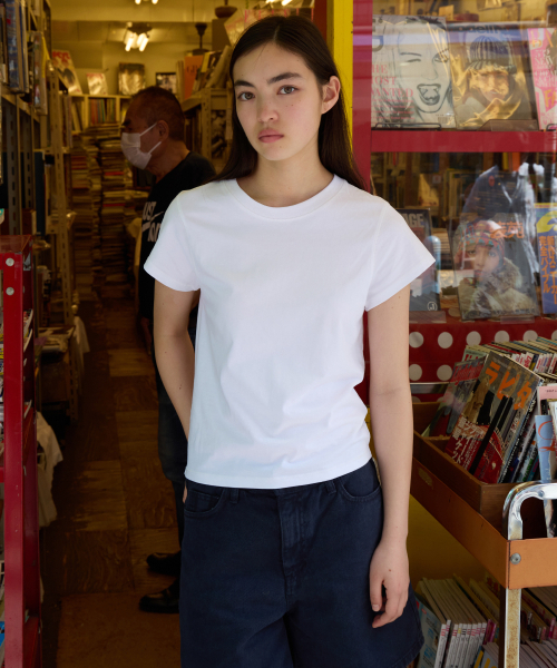 LEVAR(レバー)の「Plain Cotton T-shirt - Off White(Tシャツ/カットソー・レディース・アイボリー・FREE)」の2枚目の写真
