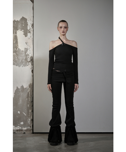 MONO RIB FOLDING PANTS [BLACK]