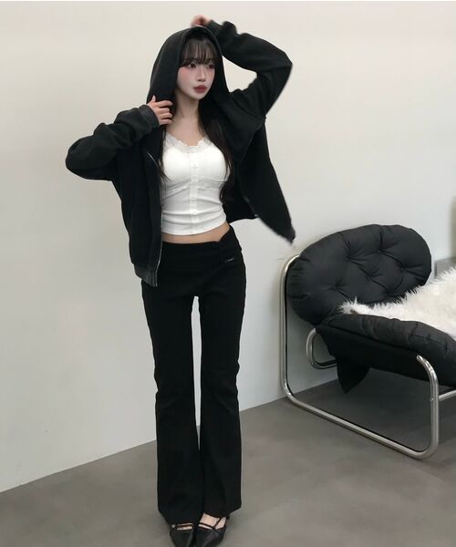 COVETT（コベット）の「モノリップフォールディングパンツ[ブラック]（スウェットパンツ・レディース・ブラック・FREE）」の3枚目の写真
