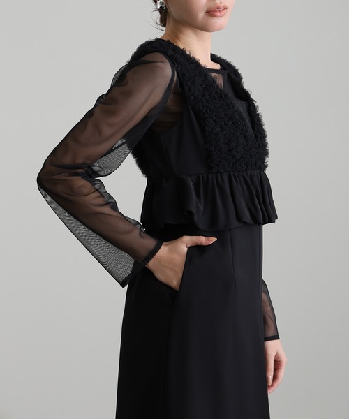 ボリュームチュールペプラムドレスシアートップス2点セット結婚式