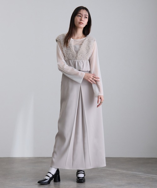 ボリュームチュールペプラムドレスシアートップス2点セット結婚式