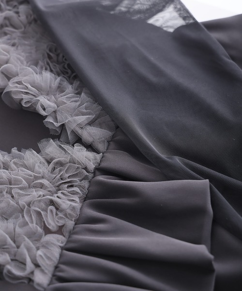 ボリュームチュールペプラムドレスシアートップス2点セット結婚式