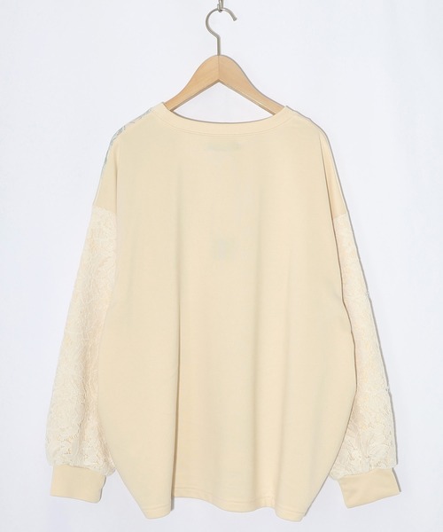 iS ScoLar（イズスカラー）の「553267：花蝶裏毛×レース切替プルオーバー（Tシャツ/カットソー・レディース・グリーン/ブラック/アイボリー・M）」の10枚目の写真