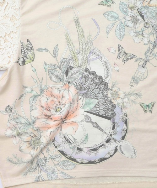 iS ScoLar（イズスカラー）の「553267：花蝶裏毛×レース切替プルオーバー（Tシャツ/カットソー・レディース・グリーン/ブラック/アイボリー・M）」の11枚目の写真