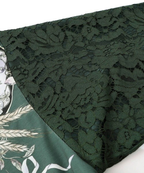 iS ScoLar（イズスカラー）の「553267：花蝶裏毛×レース切替プルオーバー（Tシャツ/カットソー・レディース・グリーン/ブラック/アイボリー・M）」の21枚目の写真