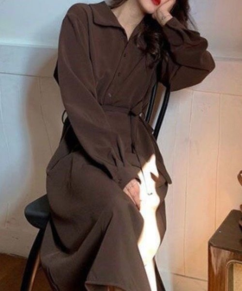 Flugge(フラッジー)の「ロングシャツワンピース(ワンピース・レディース・ブラック/ブラウン・MEDIUM/LARGE)」の4枚目の写真