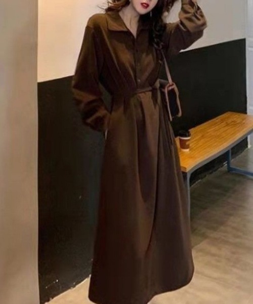 Flugge(フラッジー)の「ロングシャツワンピース(ワンピース・レディース・ブラック/ブラウン・MEDIUM/LARGE)」の5枚目の写真