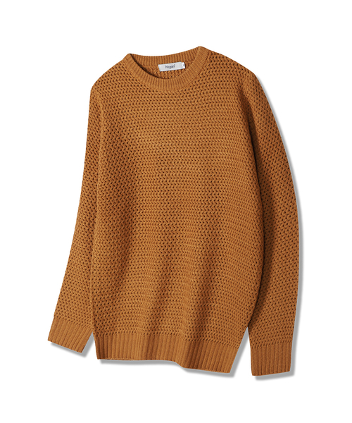 POLYGRAM(ポリグラム)の「ウェーブワッフルラウンドニット - 4COLOR(ニット/セーター・レディース・ブラック/ブラウン/グレー/ワイン・MEDIUM/LARGE)」の3枚目の写真