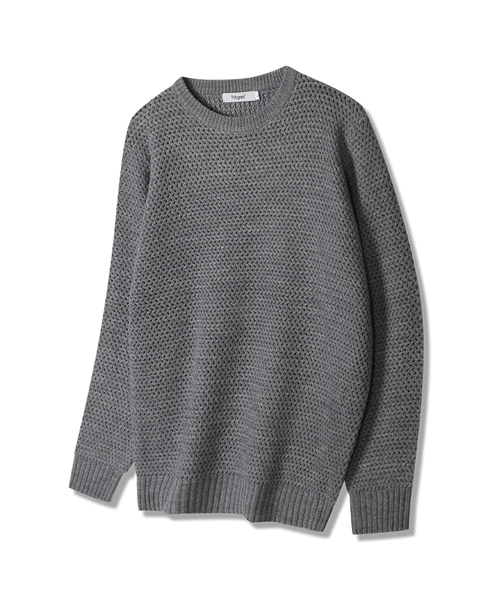 POLYGRAM(ポリグラム)の「ウェーブワッフルラウンドニット - 4COLOR(ニット/セーター・レディース・ブラック/ブラウン/グレー/ワイン・MEDIUM/LARGE)」の2枚目の写真