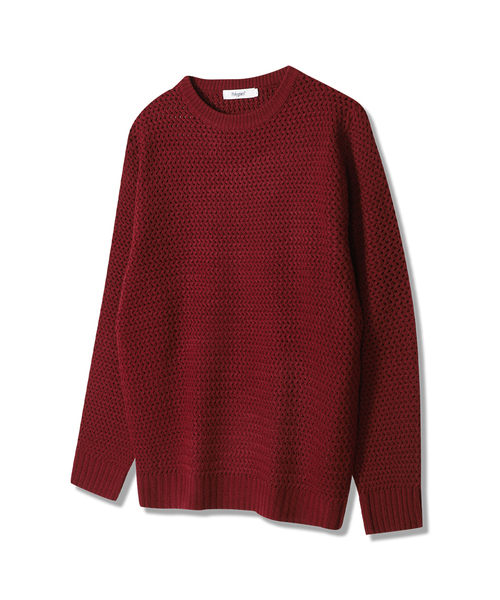 POLYGRAM(ポリグラム)の「ウェーブワッフルラウンドニット - 4COLOR(ニット/セーター・レディース・ブラック/ブラウン/グレー/ワイン・MEDIUM/LARGE)」の4枚目の写真