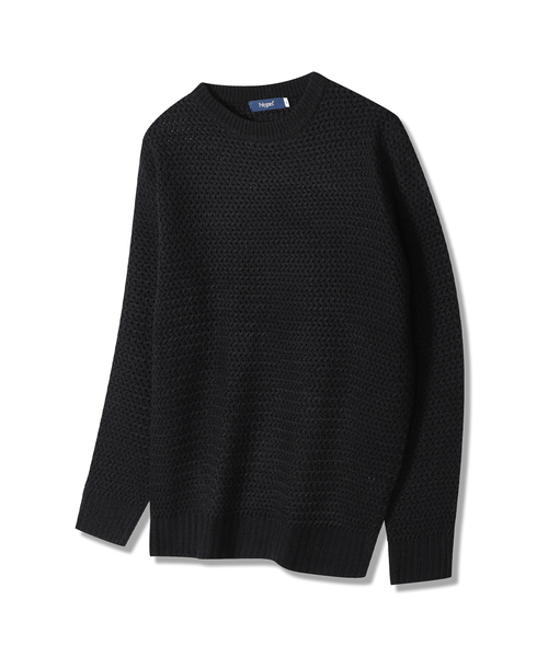 POLYGRAM(ポリグラム)の「ウェーブワッフルラウンドニット - 4COLOR(ニット/セーター・レディース・ブラック/ブラウン/グレー/ワイン・MEDIUM/LARGE)」の1枚目の写真