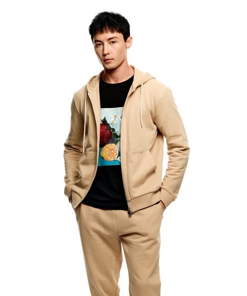 Two-Way Logo Hooded Zip-Up_Beige