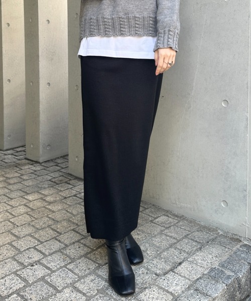 MYMOOD.（マイムード）の「【5色展開】セルフカットリブアイラインスカート ウエストゴムロングスカート（スカート・レディース・チャコールグレー/ライトグレー/ブラウン/ベージュ/ブラック・M）」の7枚目の写真