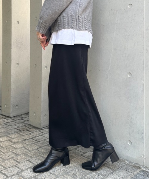 MYMOOD.（マイムード）の「【5色展開】セルフカットリブアイラインスカート ウエストゴムロングスカート（スカート・レディース・チャコールグレー/ライトグレー/ブラウン/ベージュ/ブラック・M）」の11枚目の写真