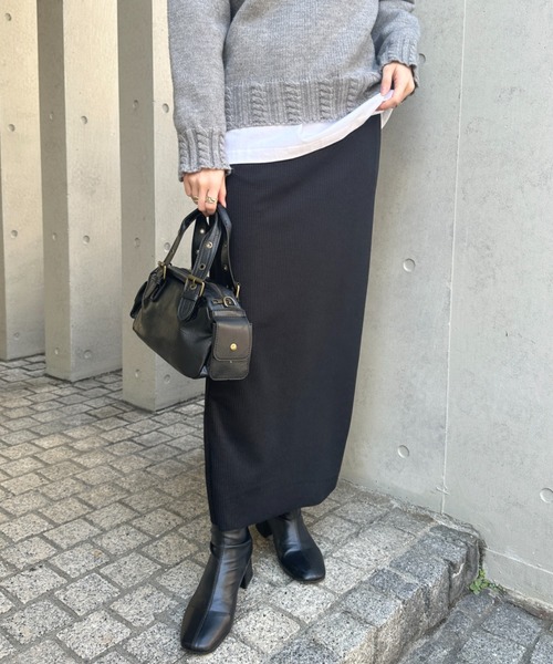 MYMOOD.（マイムード）の「【5色展開】セルフカットリブアイラインスカート ウエストゴムロングスカート（スカート・レディース・チャコールグレー/ライトグレー/ブラウン/ベージュ/ブラック・M）」の14枚目の写真