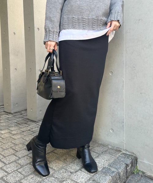 MYMOOD.（マイムード）の「【5色展開】セルフカットリブアイラインスカート ウエストゴムロングスカート（スカート・レディース・チャコールグレー/ライトグレー/ブラウン/ベージュ/ブラック・M）」の15枚目の写真