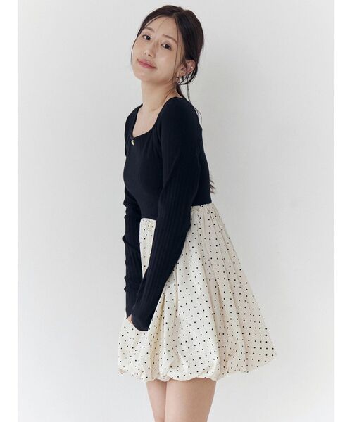 CALNAMUR（カルナムール）の「ドッキングバルーンミニワンピース（ワンピース・レディース・チャコールグレー/ブラック・SMALL/MEDIUM）」の7枚目の写真