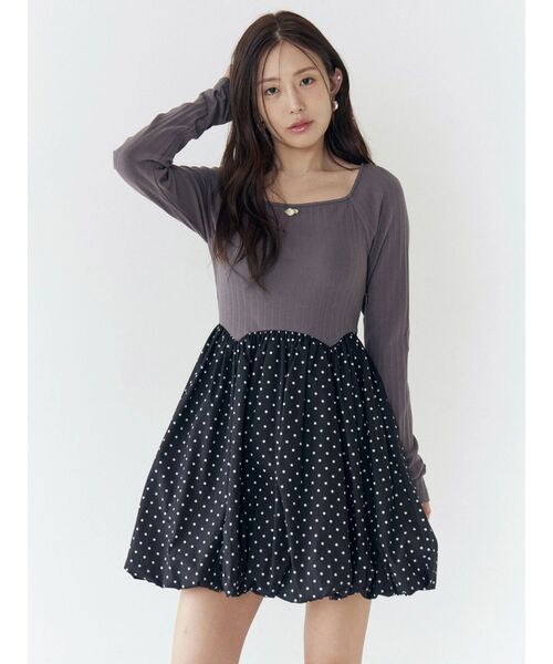 CALNAMUR（カルナムール）の「ドッキングバルーンミニワンピース（ワンピース・レディース・チャコールグレー/ブラック・SMALL/MEDIUM）」の9枚目の写真