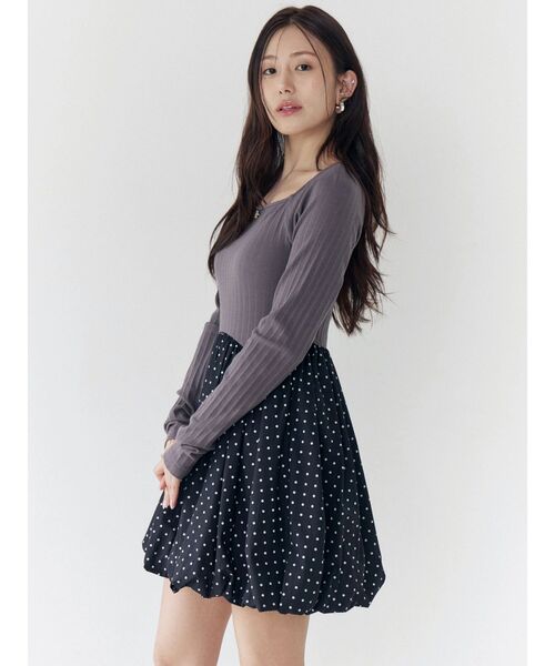 CALNAMUR（カルナムール）の「ドッキングバルーンミニワンピース（ワンピース・レディース・チャコールグレー/ブラック・SMALL/MEDIUM）」の10枚目の写真