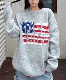 アメリカンロゴステッチニット