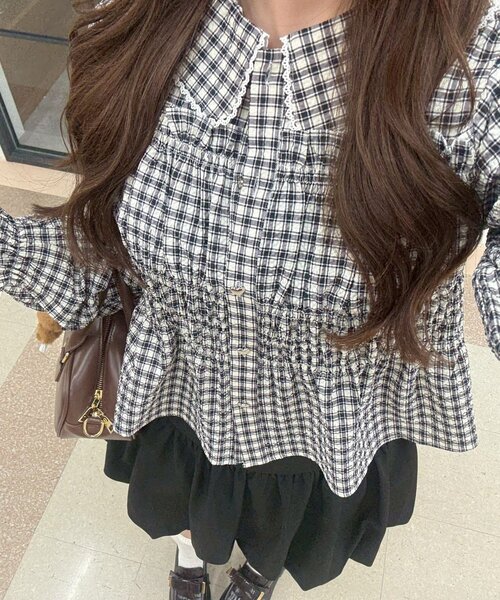 continuer de NICE CLAUP（コンティニューデナイスクラップ）の「シャーリングペプラムブラウス（シャツ/ブラウス・レディース・ブラック/アイボリー/ネイビー/その他3/その他2/その他1/その他4・FREE）」の15枚目の写真