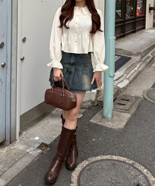 continuer de NICE CLAUP(コンティニューデナイスクラップ)の「シャーリングペプラムブラウス(シャツ/ブラウス・レディース・ブラック/アイボリー/ネイビー/その他3/その他2/その他1/その他4・FREE)」の12枚目の写真
