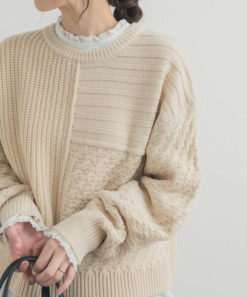 【NEW】アーバンリサーチ ドアーズ（URBAN RESEARCH DOORS）/パッチワーク柄袖ボリュームニット セール】パッチワーク柄袖ボリュームニット（ニット/セーター）｜URBAN