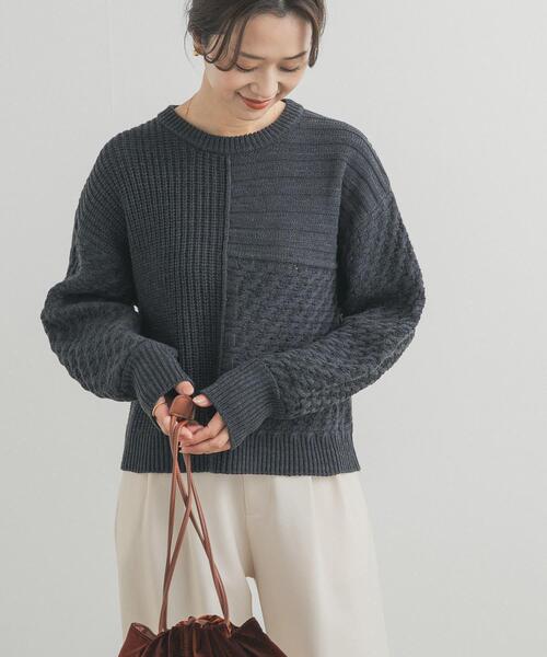 URBAN RESEARCH DOORS（アーバンリサーチドアーズ）の「パッチワーク柄袖ボリュームニット（ニット/セーター・レディース・ゴールド/チャコールグレー/ライトベージュ・FREE）」の16枚目の写真