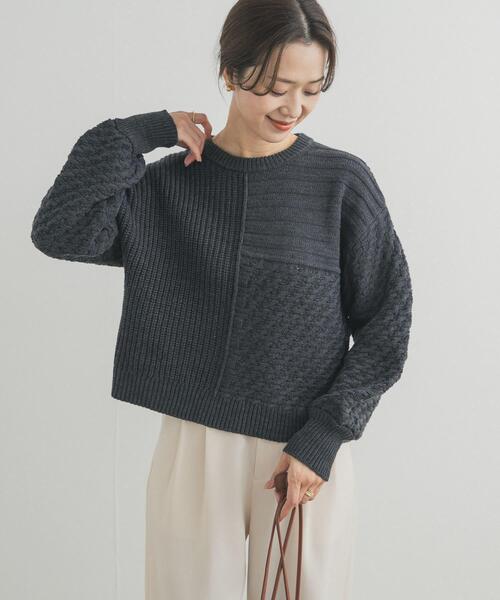 URBAN RESEARCH DOORS（アーバンリサーチドアーズ）の「パッチワーク柄袖ボリュームニット（ニット/セーター・レディース・ゴールド/チャコールグレー/ライトベージュ・FREE）」の13枚目の写真